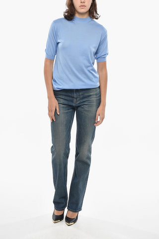 Short-Sleeve Cashmere Crewneck Sweater