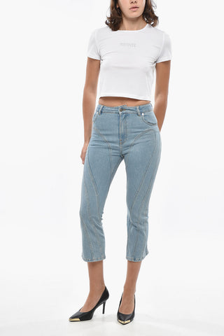 Cropped-Fit-Jeans mit Patchwork-Effekt