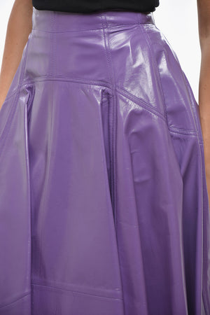 Leather Flared Midi Skirt