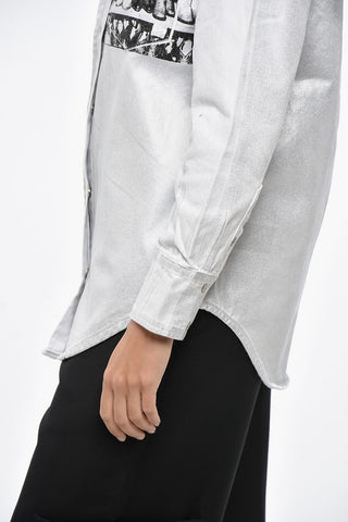 JEANS ANDY WARHOL Camicia in Denim Effetto Metallizzato Stampata