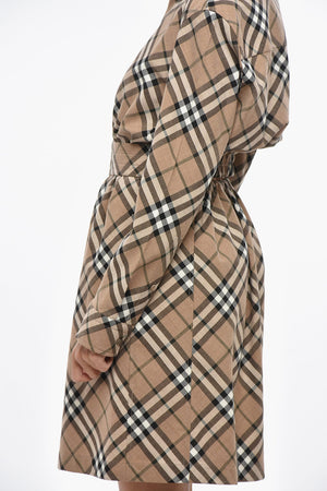 Tartan Wool-Blend Shirt Dress with Belt
