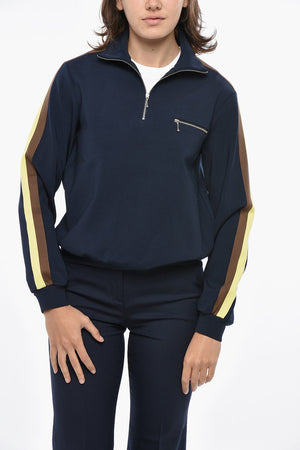 Nylon-Sweatshirt mit kontrastierenden Bändern und Tasche