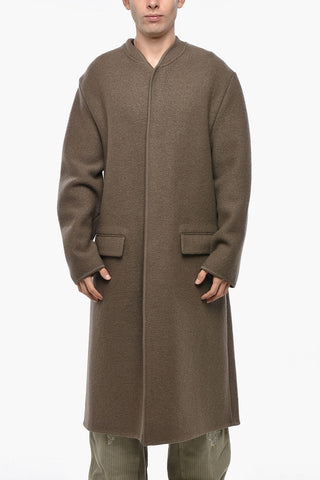 Virgin Wool Coat with Hidden Buttoning