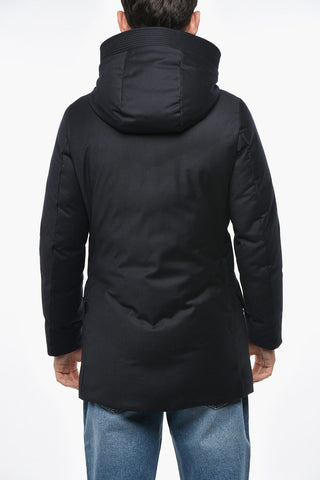 Virgin Wool and Silk Down Jacket with Hood