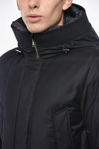 Virgin Wool and Silk Down Jacket with Hood