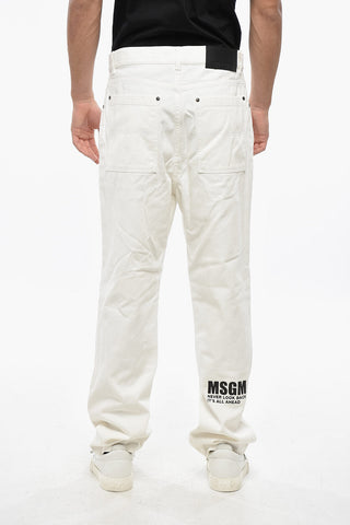 Straight-Leg Jeans with Contrasting Logo 22cm