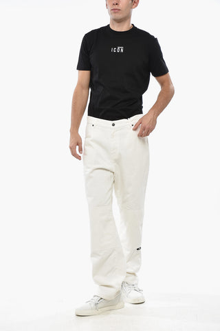 Straight-Leg Jeans with Contrasting Logo 22cm