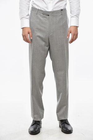 CC COLELCTION Pantaloni RIGHT In Lana con Passanti e Orlo Smerlato