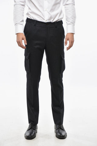 Virgin Wool and Cashmere Cargo Pants with Belt Loops