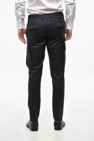 Virgin Wool and Cashmere Cargo Pants with Belt Loops