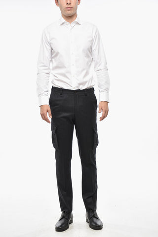 Virgin Wool and Cashmere Cargo Pants with Belt Loops