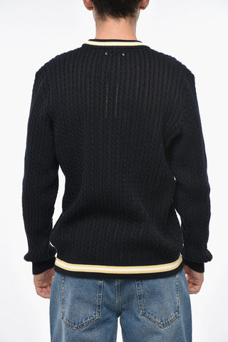 Maglia Girocollo DAVIS a Trecce con Bordi a Contrasto