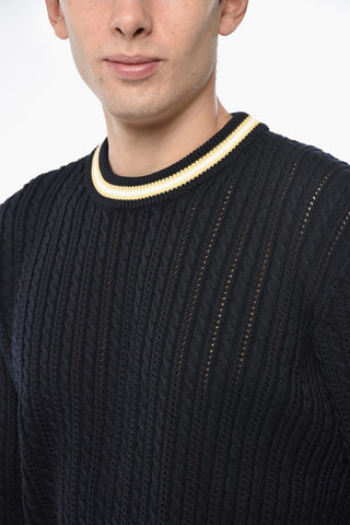 Maglia Girocollo DAVIS a Trecce con Bordi a Contrasto