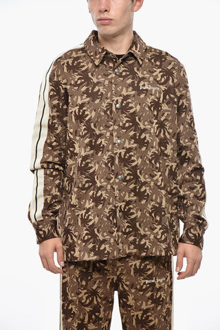 Overshirt in Tessuto Tecnico con Motivo Palm Camouflage