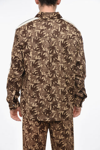 Overshirt in Tessuto Tecnico con Motivo Palm Camouflage