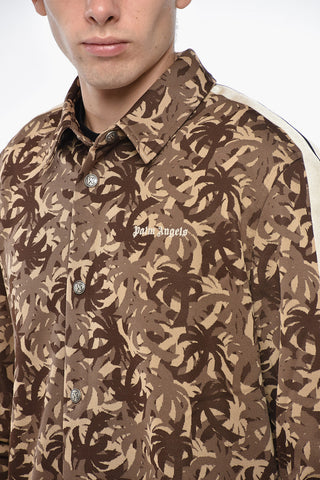 Overshirt in Tessuto Tecnico con Motivo Palm Camouflage