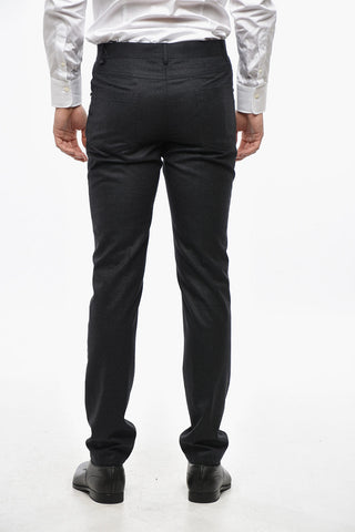 Virgin Wool and Cashmere 5-Pocket Pants with Silver-Tone Button