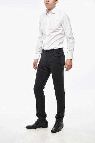 Virgin Wool and Cashmere 5-Pocket Pants with Silver-Tone Button