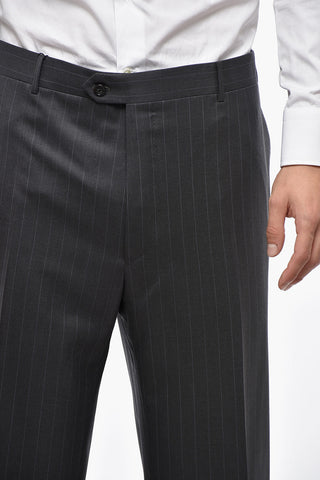 Virgin Wool Pants with Pinstriped Motif
