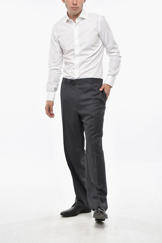 Virgin Wool Pants with Pinstriped Motif