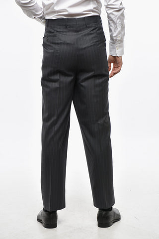 Virgin Wool Pants with Pinstriped Motif