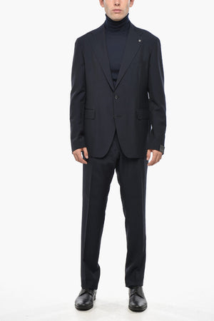 Wool Blend Side Vents Notch Lapel Suit