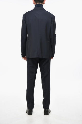 Wool Blend Side Vents Notch Lapel Suit