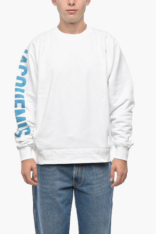 Solid-Color Crewneck Sweatshirt with Contrast Logo
