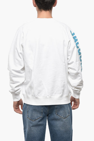 Solid-Color Crewneck Sweatshirt with Contrast Logo