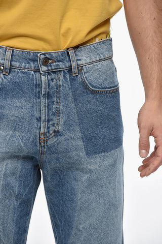 Straight-Leg Jeans with Patchwork Effect 19cm