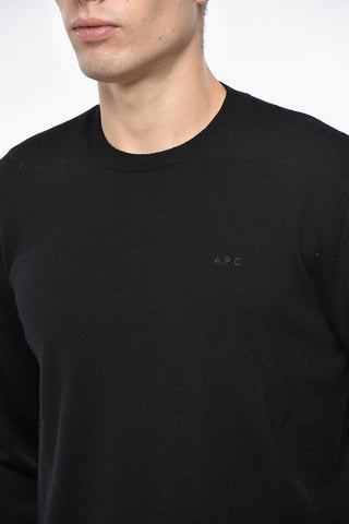 Merino Wool Crew-neck Sweater with Embroidered Logo
