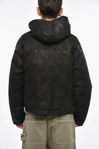 Piumino in Pelle Reversibile con Cappuccio