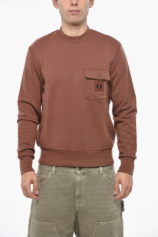 Brushed Cotton Crew-neck Sweatshirt with Breast Pocket