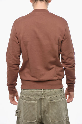 Brushed Cotton Crew-neck Sweatshirt with Breast Pocket