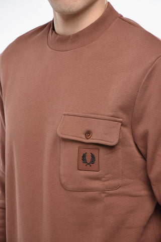Brushed Cotton Crew-neck Sweatshirt with Breast Pocket