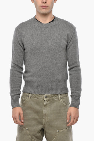 Solid Color Cashmere Blend Crew-neck Sweater