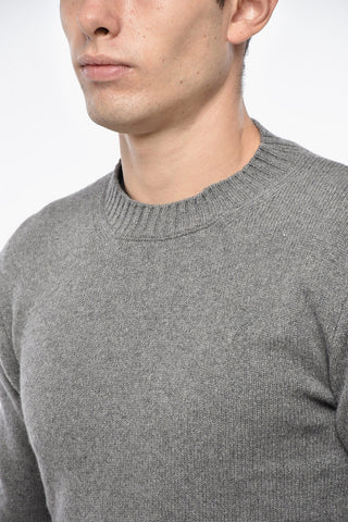Solid Color Cashmere Blend Crew-neck Sweater