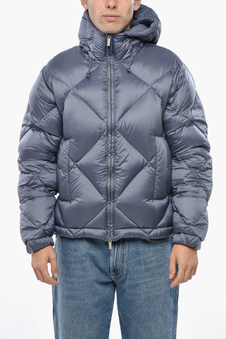 Quilted Solid Color Down Jacket with Hood