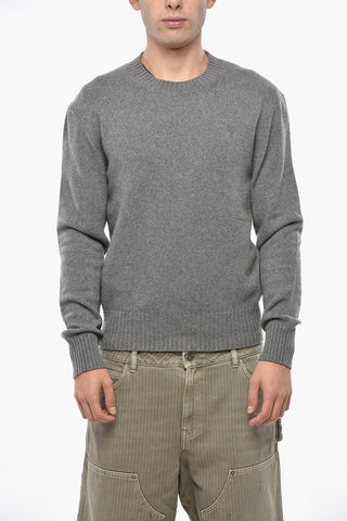 Solid Color Cashmere Blend Crew-neck Sweater
