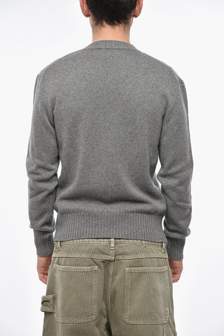 Solid Color Cashmere Blend Crew-neck Sweater