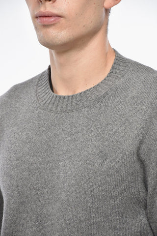 Solid Color Cashmere Blend Crew-neck Sweater