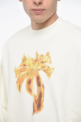 기모 면 크루넥 스웨트셔츠 BURNING PALM
