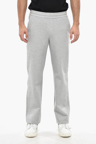 Cotton Blend Casual Pants with Elastic Waistband and Embroidered Logo