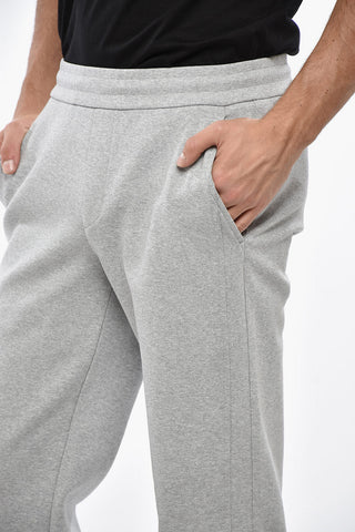 Cotton Blend Casual Pants with Elastic Waistband and Embroidered Logo