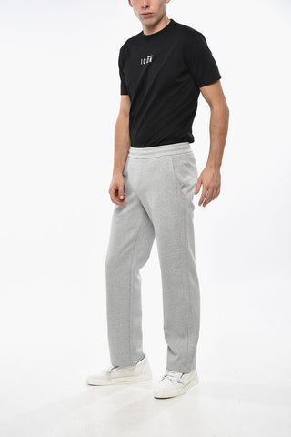 Cotton Blend Casual Pants with Elastic Waistband and Embroidered Logo