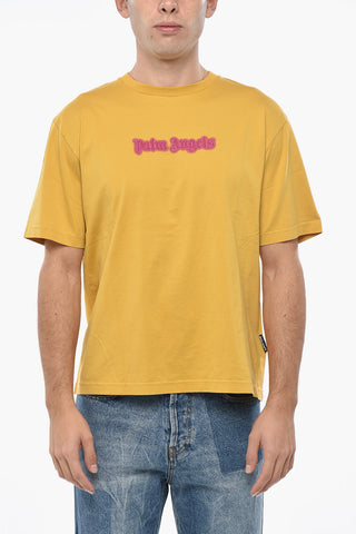 Solid Color Crew-neck T-Shirt with Embroidered Logo