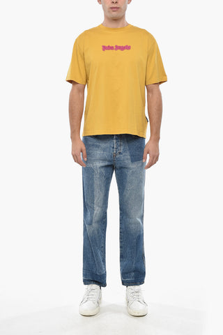 Solid Color Crew-neck T-Shirt with Embroidered Logo