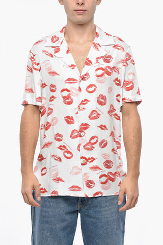 Camicia a Maniche Corte con Stampa Kiss All-Over
