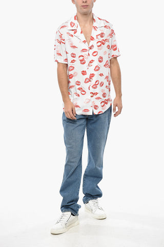 Camicia a Maniche Corte con Stampa Kiss All-Over