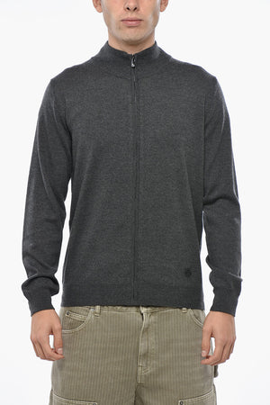 Mock Neck Virgin Wool Sweater with Front Zip
